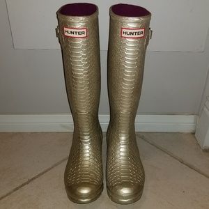 Limited Edition Gold Hunter Rain Boots | Size 7